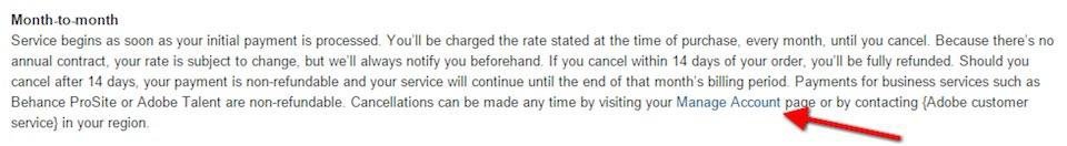 Adobe: Month to month cancellation clause