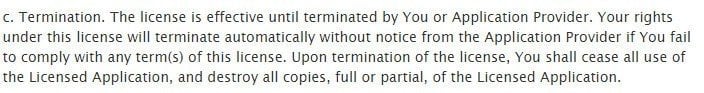 The Termination clause in Apple standard EULA