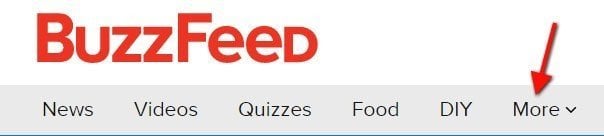 Point to the More link on BuzzFeed website