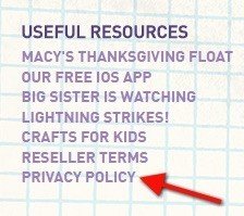 Goldie Blox Privacy Policy in the footer