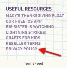 Goldie Blox Privacy Policy in the footer