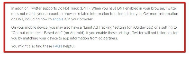Twitter Privacy Controls: On the DNT requirement