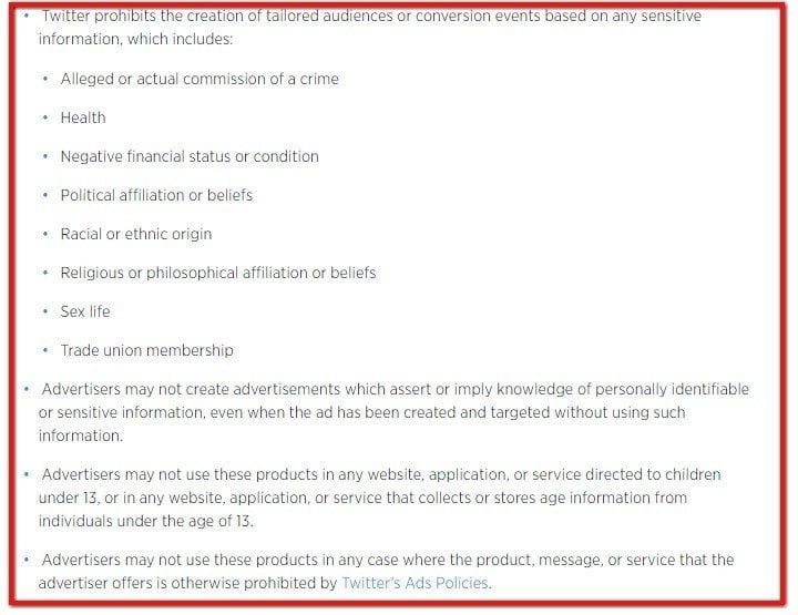 List of prohibited items to advertise on Twitter