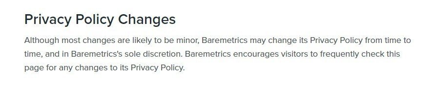 Baremetrics: The Privacy Policy Changes clause