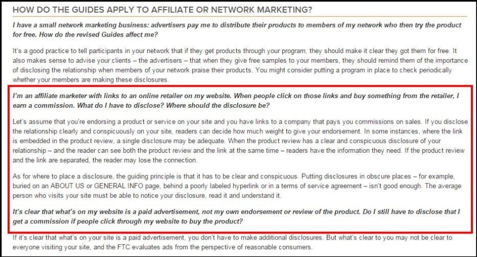 FTC Guide on Affiliate Marketing Links