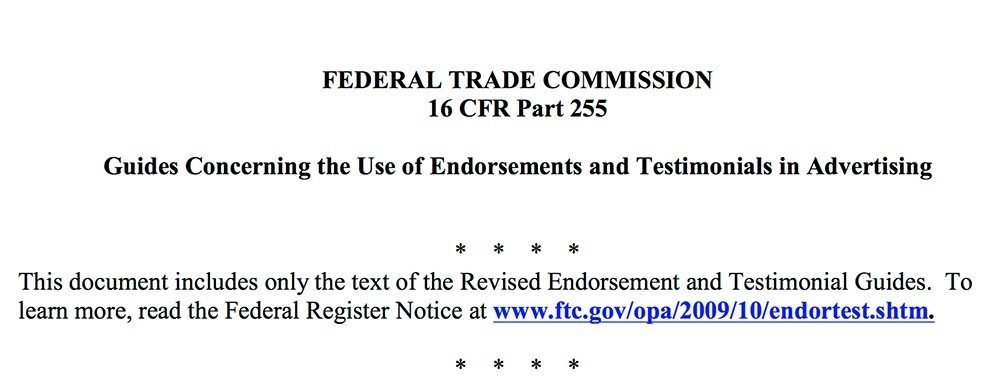 FTC Guides on Endorsements and Testimonials