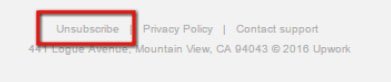 UpWork: Unsubscribe link in email newsletters
