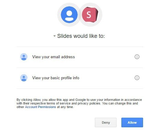 Slides and Google Permissions: You must click Allow