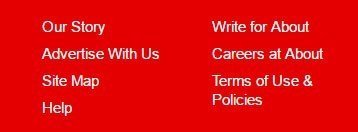 About website footer: Links to Terms of Use and Privacy Policy