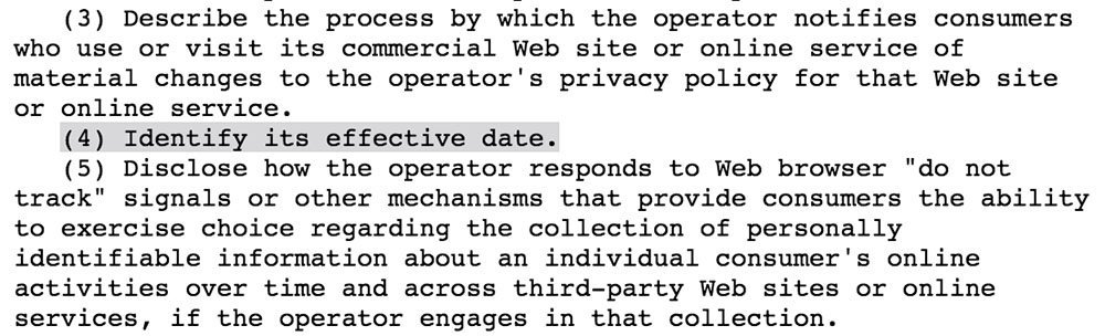 California Business Code: Requires Effective Date