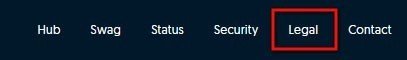 Docker website footer: the Legal link