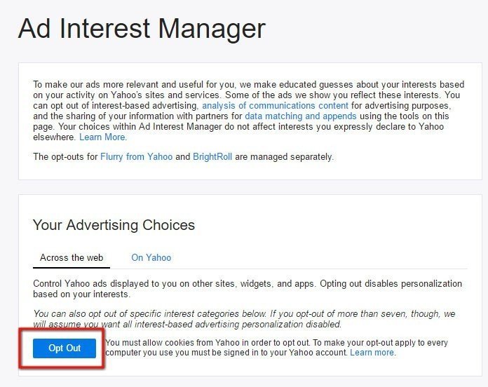 Flurry: Link to Yahoo Ad Interest Manager