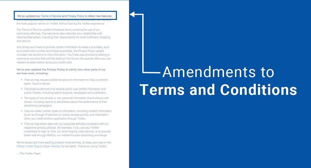 Amendments to Terms and Conditions