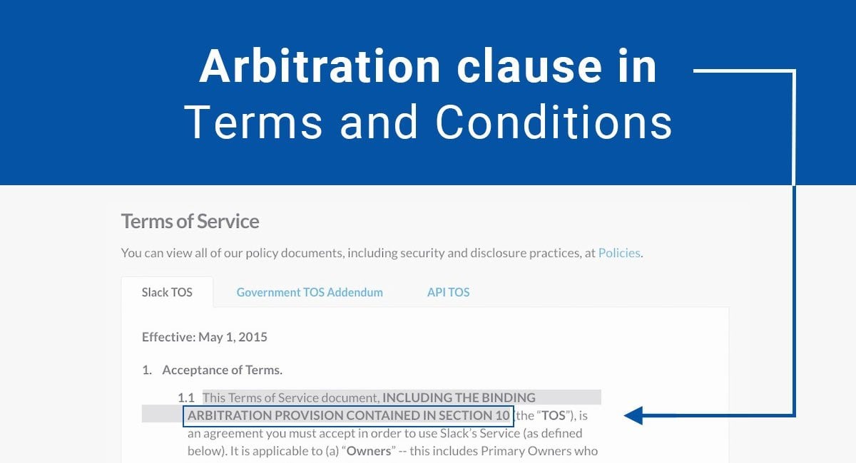 Arbitration Clause in Terms & Conditions