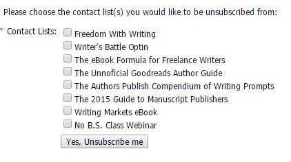 Authors Publish: Choose to unsubscribe options