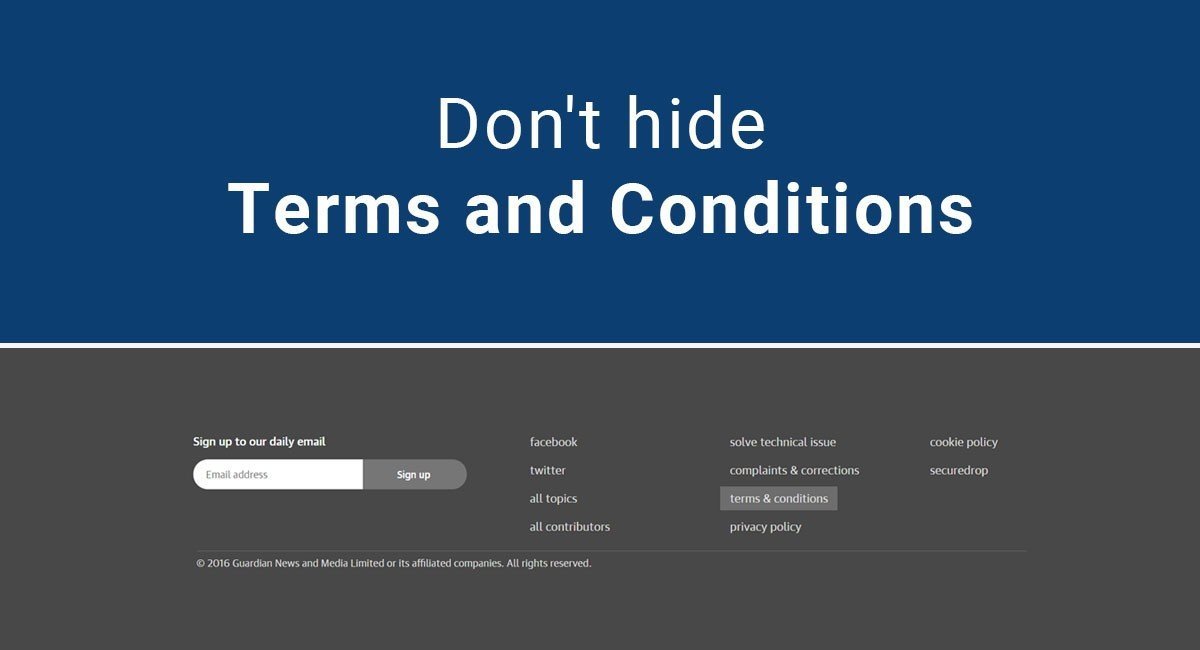 Don't Hide Your Terms and Conditions