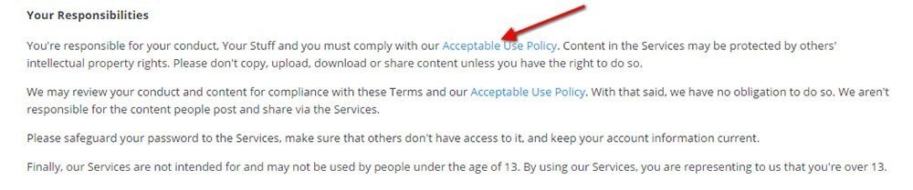 Dropbox Terms of Service: Your Responsibilities