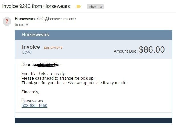 Horsewears email is transactional email