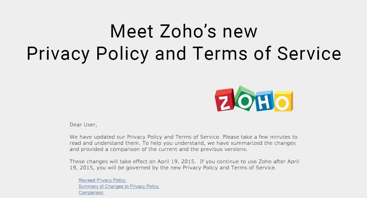 Meet Zoho's new Privacy Policy and Terms of Service