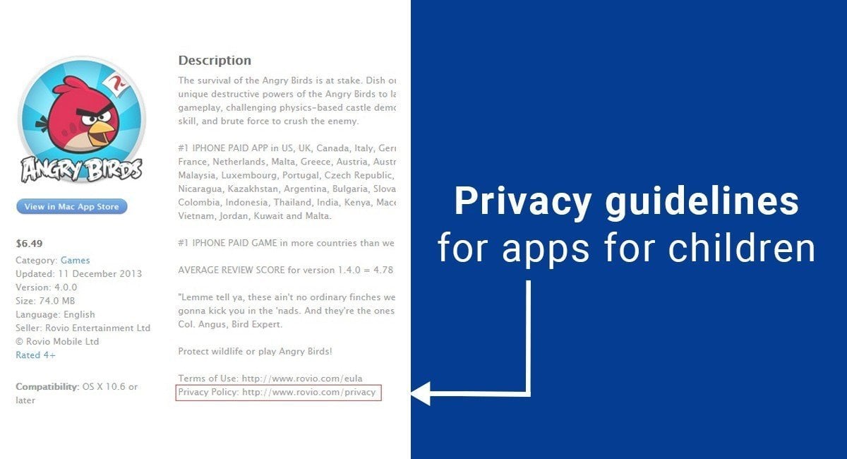 Privacy guidelines for apps for children