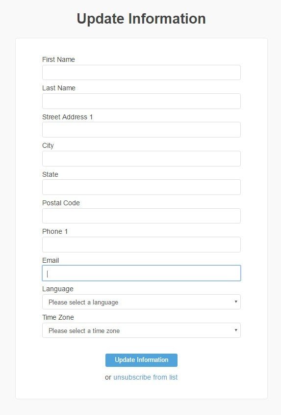 Write to Date: You can adjust information or unsubscribe from list