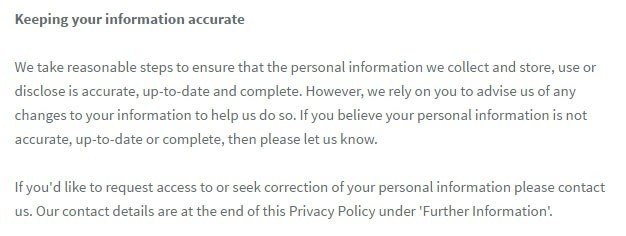 IAG Privacy Policy: Keeping information accurate