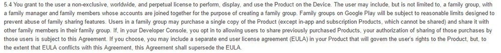 Google Play Developer Distribution Agreement: Create EULA, but it should not conflict