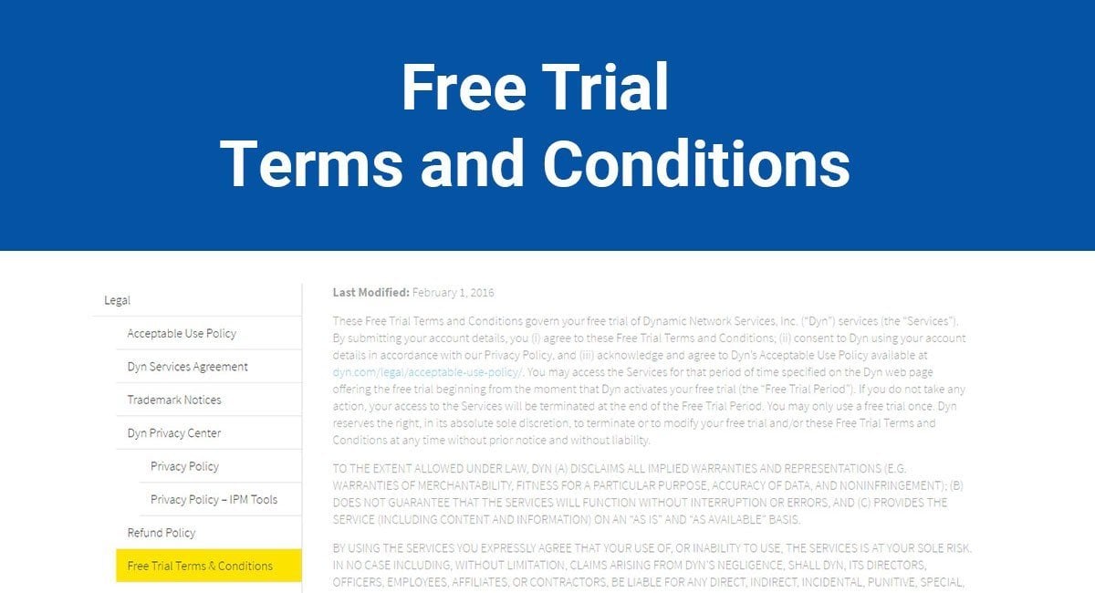 Free Trial Terms and Conditions