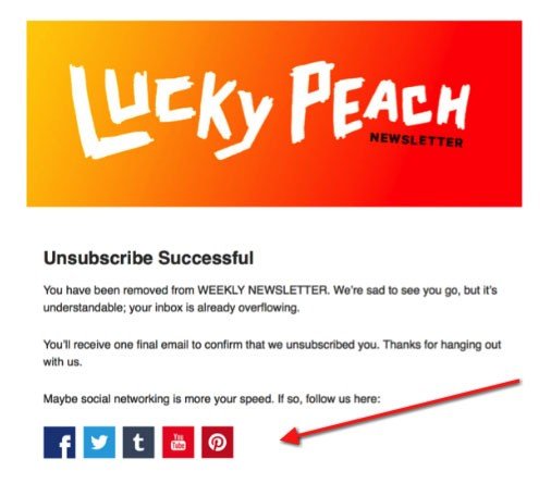 Lucky Peach: Unsubscribed, but follow us on social media