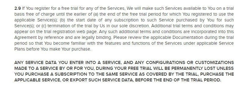 Zendesk clause: Free Trial ends and Paid Subscription starts