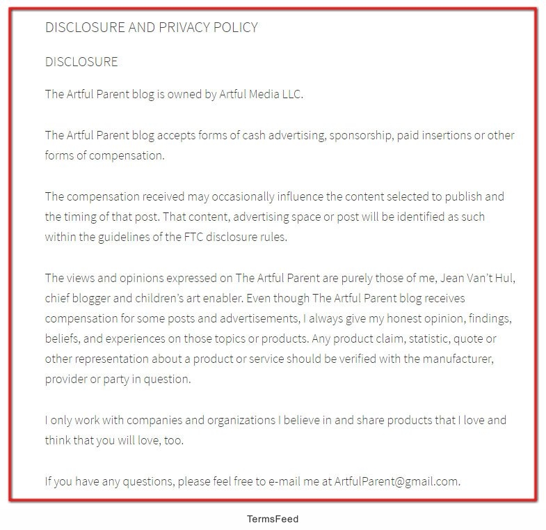 FTC Disclosures TermsFeed ftc-disclosures-termsfeed