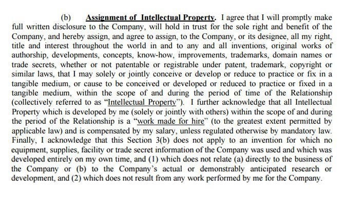 Example of Assignment of Intellectual Property clause
