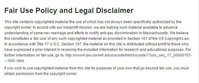 Mass Equality: Fair Use and Legal Disclaimer