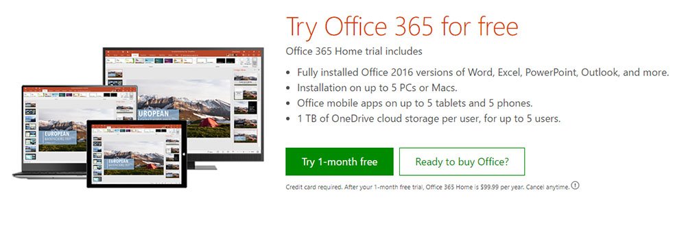 Microsoft Terms on Free Trial to Try Office 365