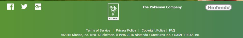 Footer of Niantic Labs of Pokemon