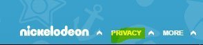 Nickelodeon: Privacy link in webpage footer