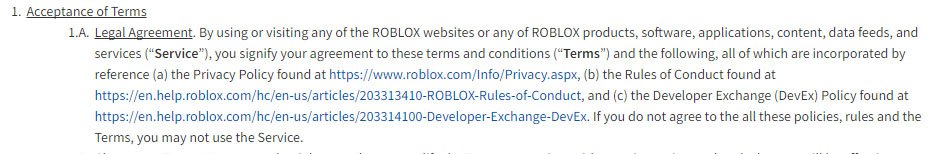 Terms Conditions For Games Termsfeed - roblox developer terms of service