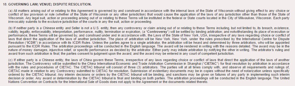 Arbitration Rules from Air Distribution Conditions of Sales agreement
