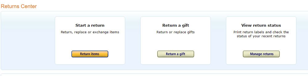 Amazon Returns Center: Options