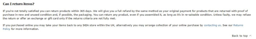 IKEA Return &amp; Refund Policy: Conditions on returns