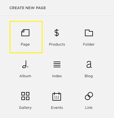 Squarespace and Create a new page section: Page icon