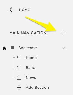 Squarespace Pages navigation: Plus icon