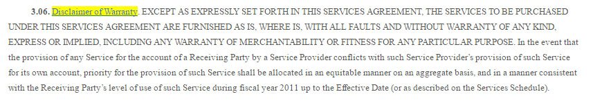 Example of a standard Disclaimer of Warranty clause