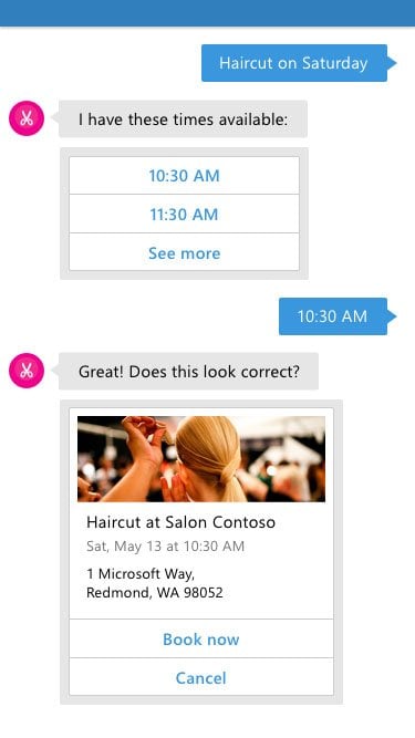 Example of chatbot chat from mobile app