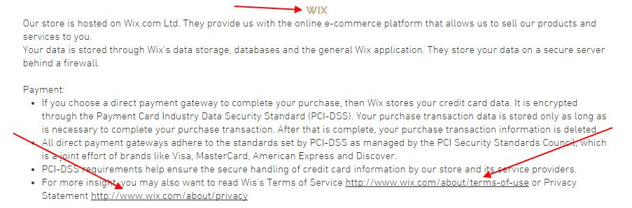 Privacy Policy of Clasp&#039;pin Goods: Links to Wix Terms of Use and Privacy Policy