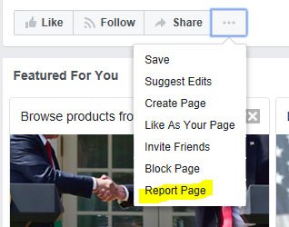 Facebook: Report page example