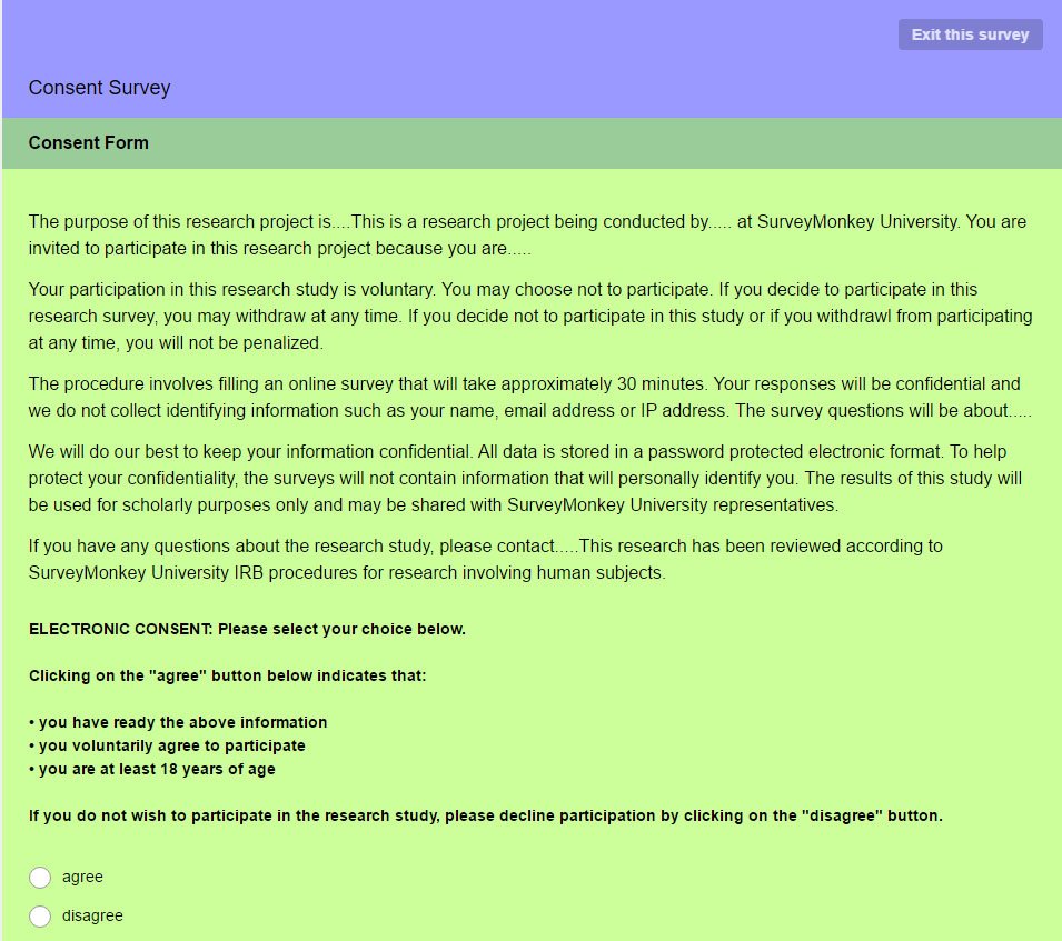 Survey Monkey: Consent Form example