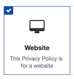 TermsFeed Privacy Policy Generator: Where will your Privacy Policy be used? Website