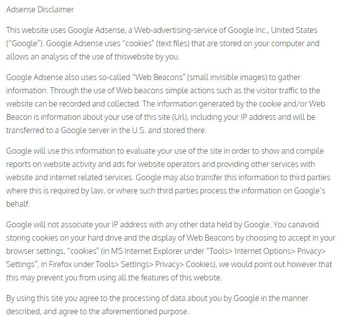 Stokley Nursery&#039;s AdSense Disclaimer