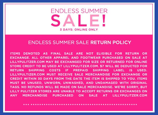 Lilly Pulitzer's Final Sale Returns Policy